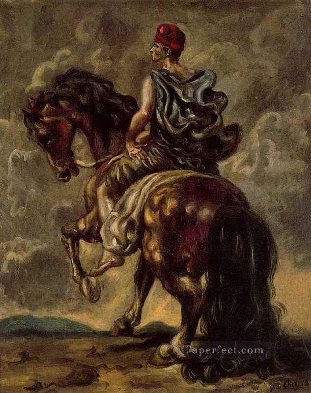 cavalryman with a red hat and a blue cloak Giorgio de Chirico Metaphysical surrealism Oil Paintings